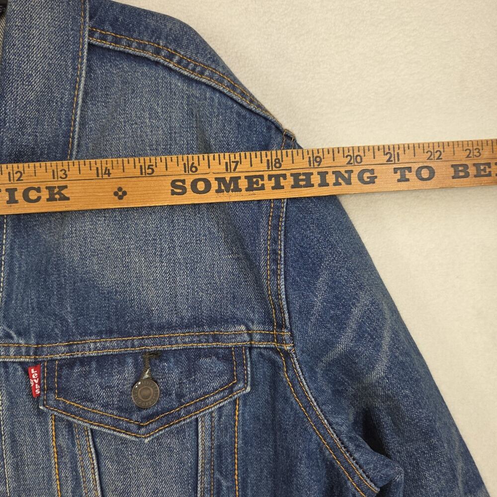 Levis Strauss Trucker Jean Jacket Mens Large 72334 Dark Denim Cotton Collared - Picture 10 of 13